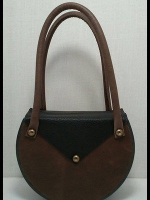 Handbag new, handmade wood and calf leather with brass details