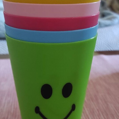 Smile plastic water glasses used, pack of 6, 350ml