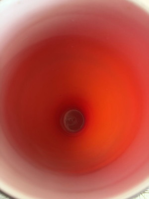 Large ruby red blown glass vase, 38 cm