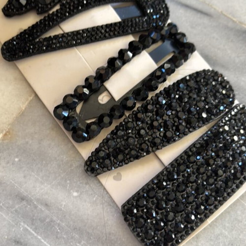 Hair Clips new black with rhinestones