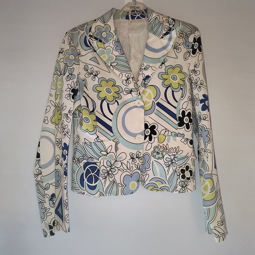 Cropped floral jacket like new, cotton elastic fabric, size S