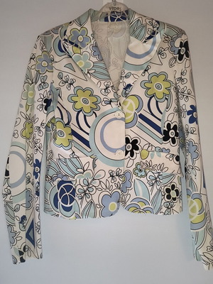 Cropped floral jacket like new, cotton elastic fabric, size S