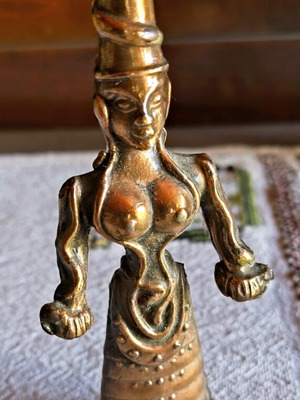 Brass statue The Snake Goddess vintage 12cm like new