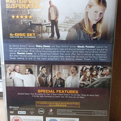 Homeland complete seasons 1-3 DVD with English subtitles