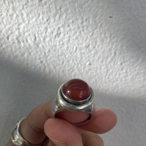 Vintage Atelier handmade 925 silver ring with natural carnelian
