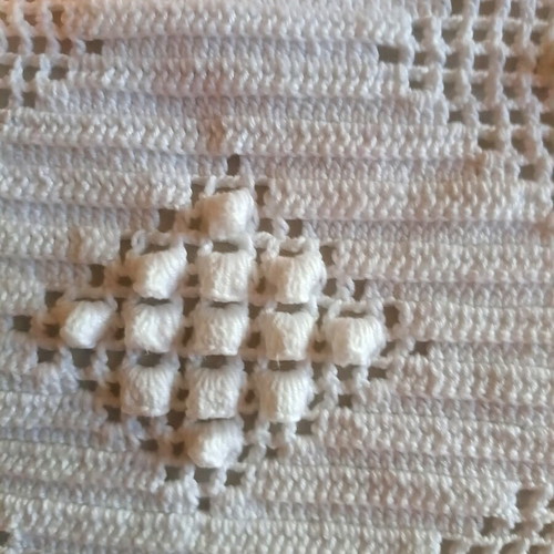 Handmade cotton blanket semi-double 140x180 with crochet stitch like new