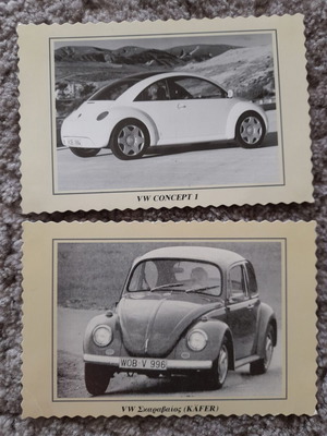 Cosmocar Volkswagen serrated postcards used, set of 2