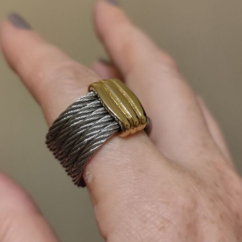 Silver ring with gold detail stainless steel size 10 new