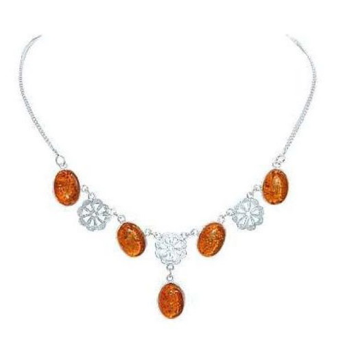 Fashion 925 silver necklace with amber new