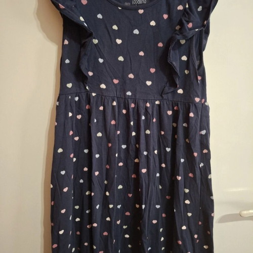 Topolino dress with hearts for 9-10 years old, like new, dark blue