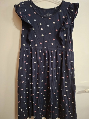 Topolino dress with hearts for 9-10 years old, like new, dark blue