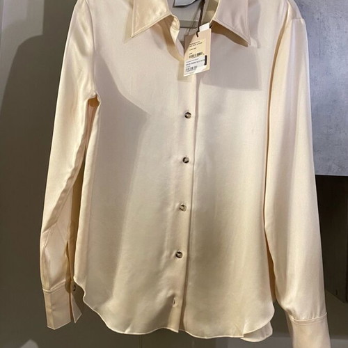 Nanushka satin slip fabric shirt new, beige and white