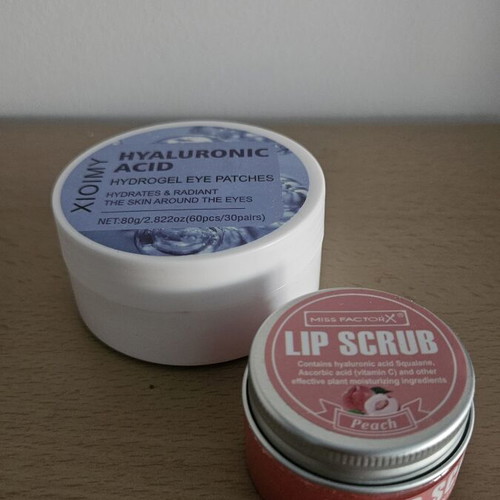 Skincare set with lip scrub and eye patches