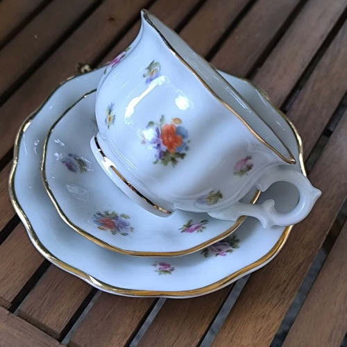 Fürstenberg Brunsviga vintage porcelain tea set like new, triple