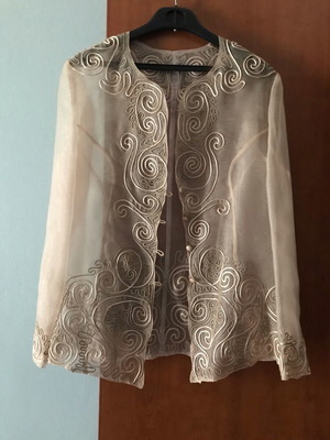 Πουκαμίσα vintage σαν καινούργιο, ιβουάρ μετάλικ με κέντημα