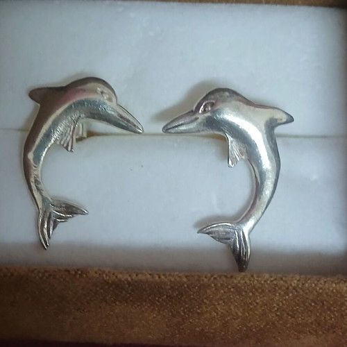 Silver dolphin earrings 2.5 cm, new, 925 silver