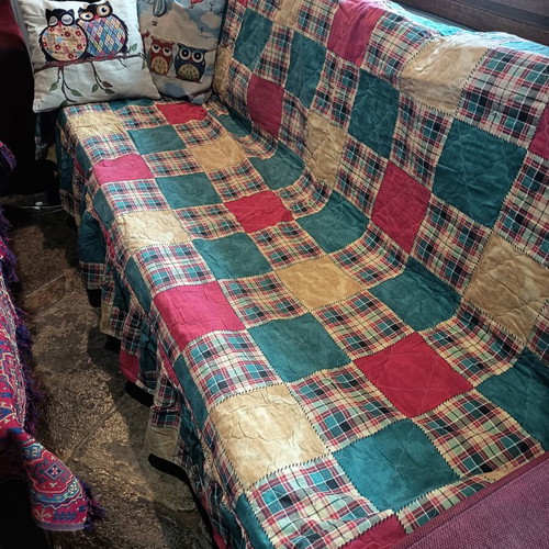 Checked quilted sofa throws set of 2 used