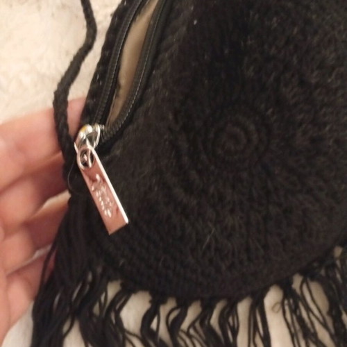 Women's crochet bag with fringes like new, black