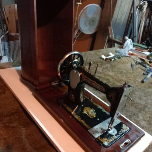 Winselmann Hand Crank Sewing Machine used with Wooden Case