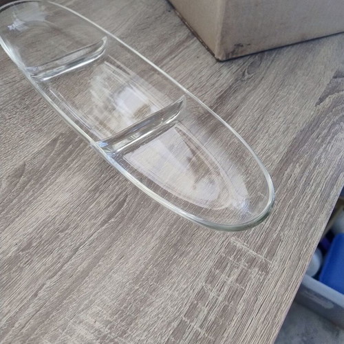 Glass serving platter with compartments like new