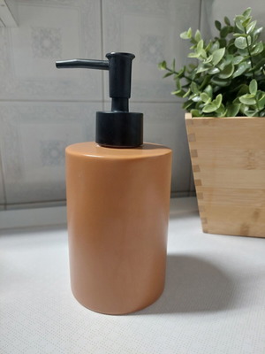 Ceramic Soap Dispenser like new, terracotta earthy tone