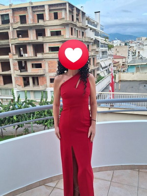 Red evening dress like new, one size