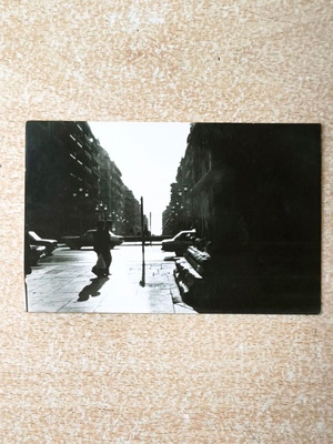 Urban moment vintage black and white photo from 1970s-80s