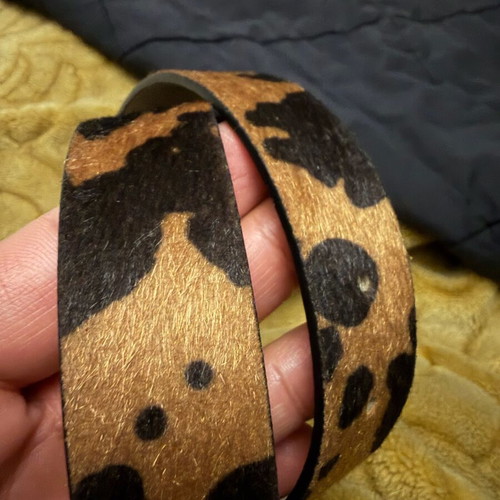 Pony skin belt used with animal print, black and brown