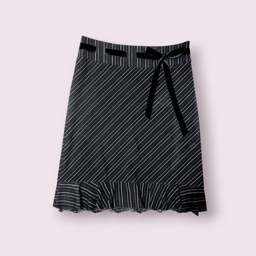 Morgan de Toi pinstripe midi skirt with velvet bow, like new