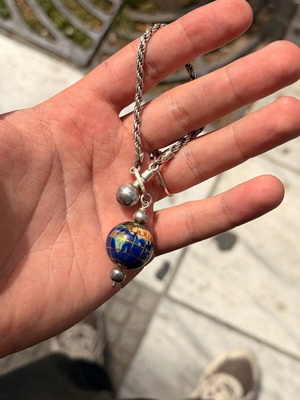 Silver 925 keychain with globe used