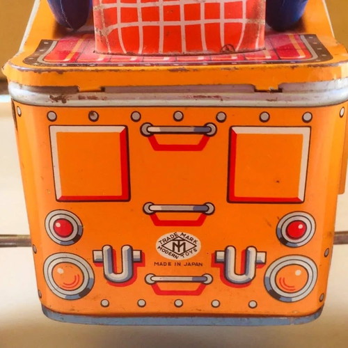 Tin toy road roller used, vintage, Japanese