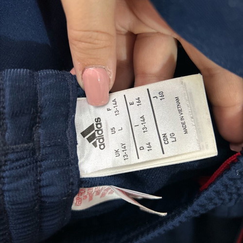 Adidas blue jacket used, XS, with red stripes