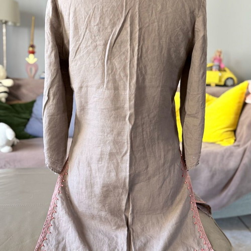 Tunic 100% linen like new, gray and beige, size S