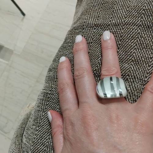 Folli Follie ring like new, summer style, size 51-52, white and gray
