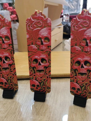 Red Skulls bookmarks set of 3 3D printed, new
