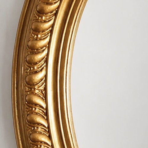Gold Oval Mirror used, classic solid wood with plaster decoration 63x51.5 cm