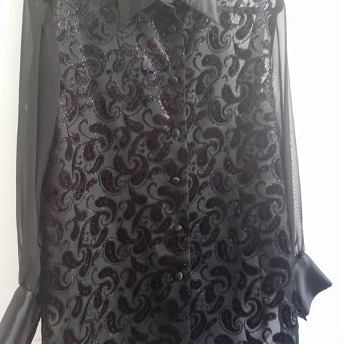 Women's transparent shirt embroidered, new, size L, black