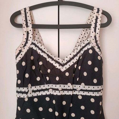 Vintage polka dot dress size large, blue with white dots