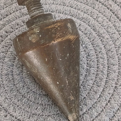 Brass solid construction plumb bob used, 12 cm, 1960s