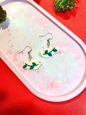 Bird earrings handmade from polymer clay and steel new