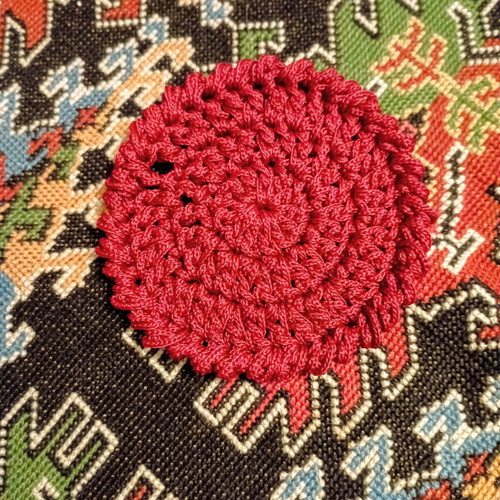 Handmade coaster new in festive dark red color