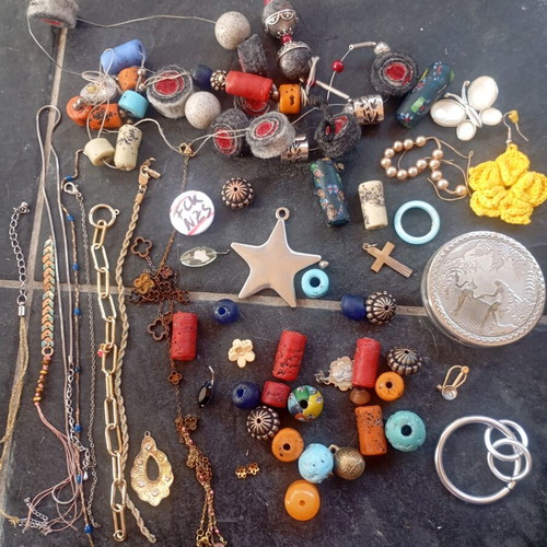 Vintage jewelry and beads lot used for repair and DIY crafts