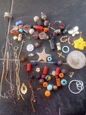 Vintage jewelry and beads lot used for repair and DIY crafts