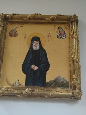 Icon of Saint Paisios new, handmade clay 15x15 cm