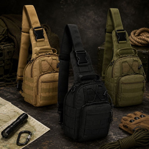 Tactical Crossbody Shoulder Bag new, multiple compartments, black khaki coyote