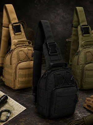 Tactical Crossbody Shoulder Bag new, multiple compartments, black khaki coyote