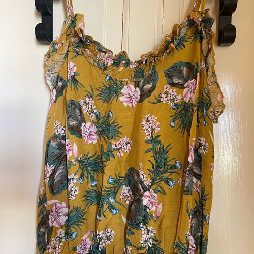 Women's dress new L/XL mustard floral 100% viscose