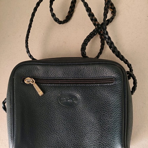 Longchamp vintage leather crossbody bag dark blue black like new