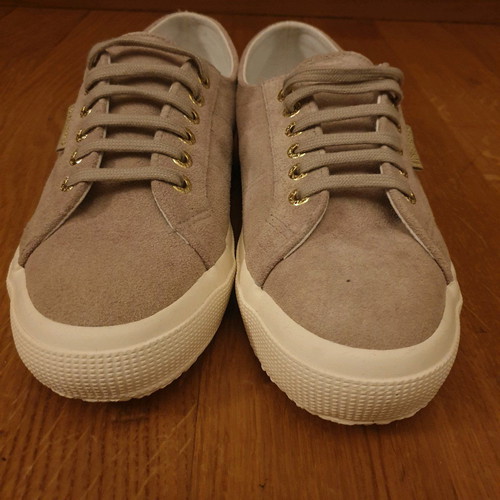 Superga beige suede sneakers new, size 39, with laces and ribbons