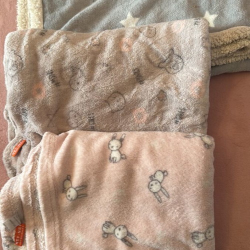 Baby blankets used, set of 3, crib size, Nef Nef brand